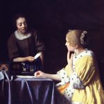 Lady with her maid servant holding a letter