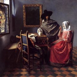A Lady Drinking and a Gentleman by Jan Vermeer