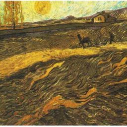 Enclosed Field with Ploughman By Vincent Van Gogh