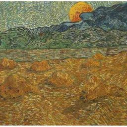 Evening Landscape with Rising Moon By Vincent Van Gogh